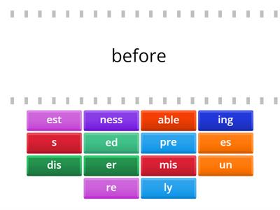 Prefix & Suffix Meaning Match