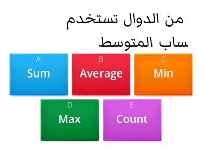 اختبار للصف الثاني المتوسط حاسب على الجداول الحسابية 