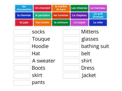 Clothing vocab test