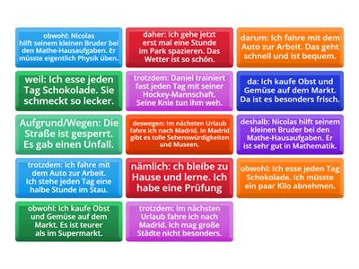  Weil, da, trotzdem, obwohl, deshalb, daher, deswegen, darum,nämlich