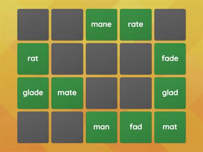 silent e "long a" minimal pairs match 