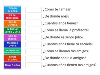 Primeros verbos 3 - ser, tener, llamarse - preguntas y respuestas