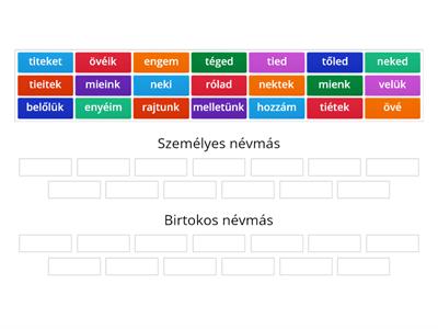 Személyes névmás, birtokos névmás