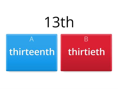SO A1 Unit 5D Ordinal numbers - quiz