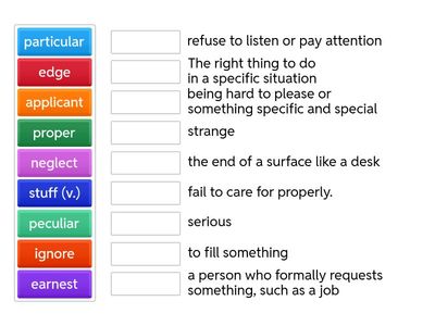Vocab From the Landlady - Matching Game