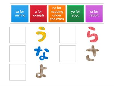 Y3 Hiragana sa yo u na ra match up
