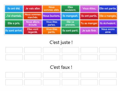 C'est juste ou c'est faux ? (Conjugaison : futur proche, passé composé, et imparfait)