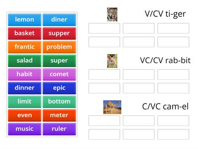   L 3 V/CV, VC/CV VC/VC syllable division