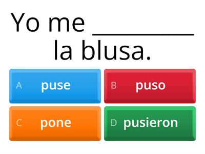 verbo PONER en pasado simple