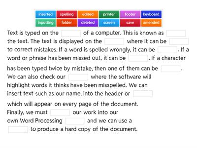 Word Processing Editing