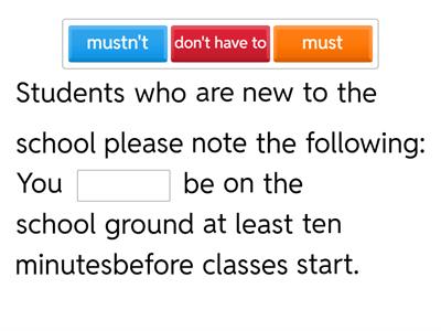 School rules - Must, mustn't, don't have to