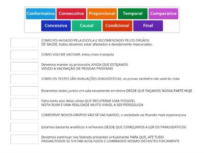 Orações subordinadas adverbiais - revisão de polissemia das conjunções