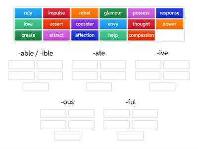 Group Match Quiz – Forming Adjectives