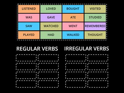 CLASSIFY THE PAST VERBS: regular or irregular?