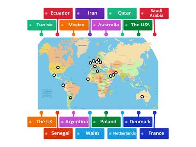 countries in the World Cup Map 2022 (grupos A - D)