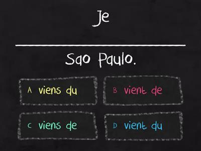 N1 Venir  et aller + pays/ ville: Complétez la phrase avec la conjugaison et la préposition correcte.