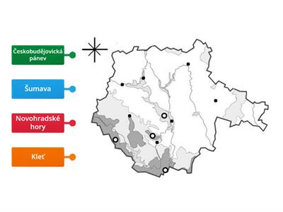 Slepá mapa Jihočeského kraje - povrch