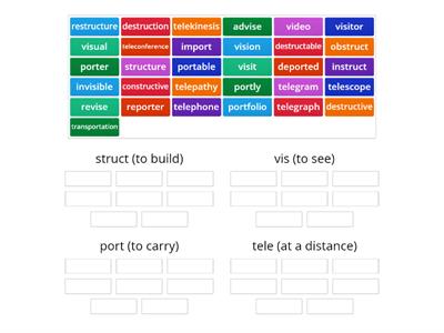 Greek and Latin Root Sort