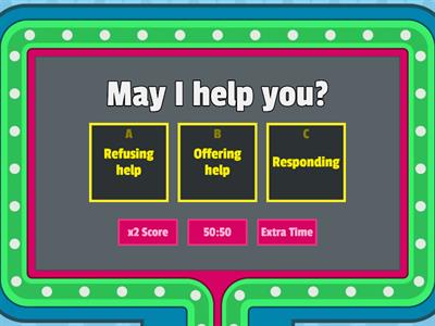 Offering help, asking for help, responding and refusing help