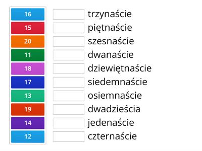 Liczebniki 11-20 