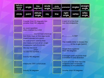 4th Grade Angles Vocabulary