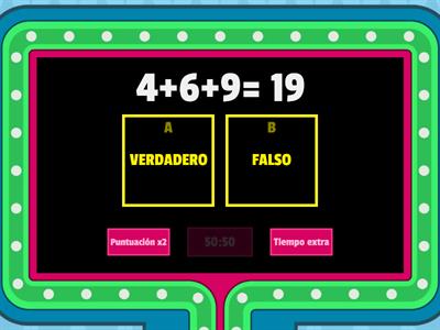 REPASO DE MATEMÁTICAS 3º de PRIMARIA. VERDADERO O FALSO