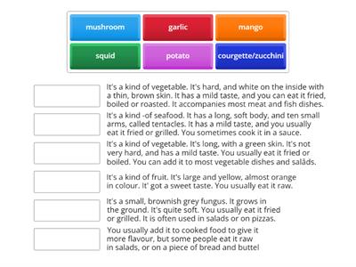 Outcomes A2 4.2 Describing food WB ex.5