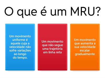 Movimento Retilíneo Uniforme (MRU)