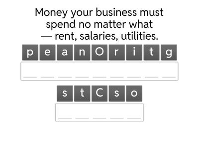 ANAGRAM GAME — Entrepreneurship Finance Edition