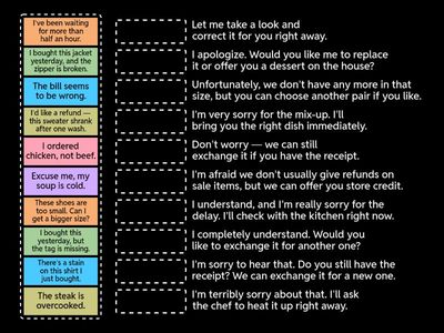 EXPRESSIONS FOR COMPLAINTS AND RESPONSES