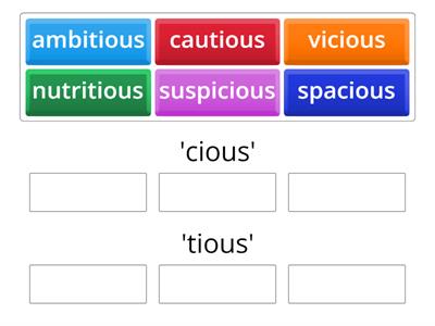 Suffix 'cious' and 'tious' (6)