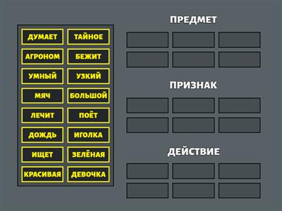 Предмет, признак, действие