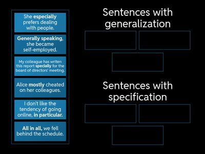Generalization and Specification Phrases (practice)