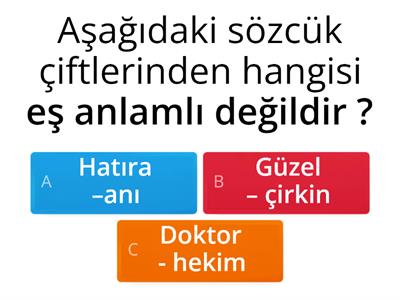 Eş Anlamlı Sözcükler