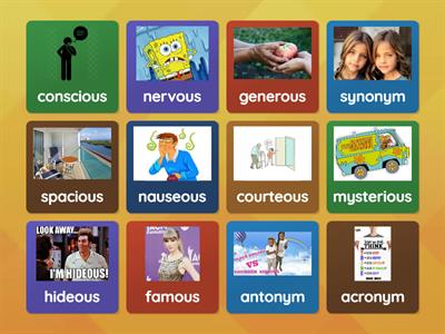 -eous, -ous, -ious, and onym review