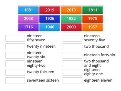 Years ( dates) 7 fotm