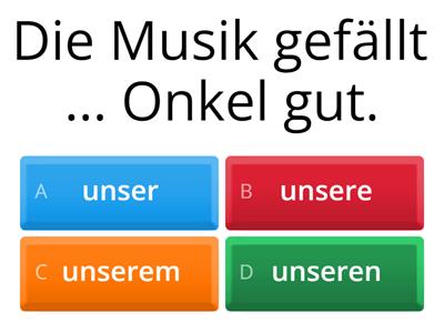 1.5.2 Grammatik - Pronomen - Possessivpronomen im Dativ oder Akkusativ (A2)