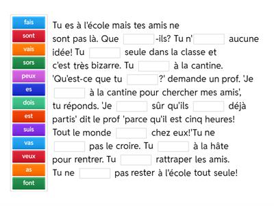  LC HL Present Tense Irregular Verb practice (une histoire)