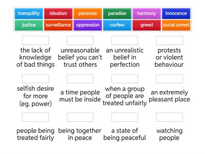 Dystopia/utopia vocabulary match up I3+