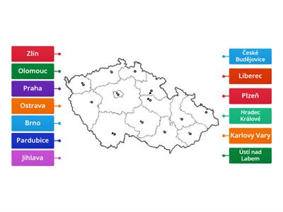 Krajská města – slepá mapa