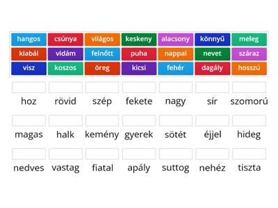 Ellentétes jelentésű szavak 