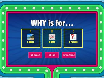 WH QUESTIONS game show