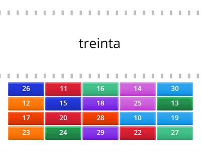 Numbers 0-30 Identify