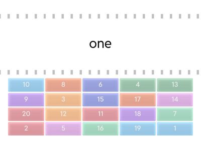 1 - 20 Match Number Form Word Form