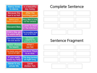 Complete Sentences vs. Sentence Fragments