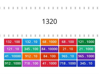 Násobení 10, 100, 1000 - shoda