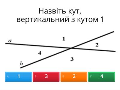 Суміжні та вертикальні кути міні-тест