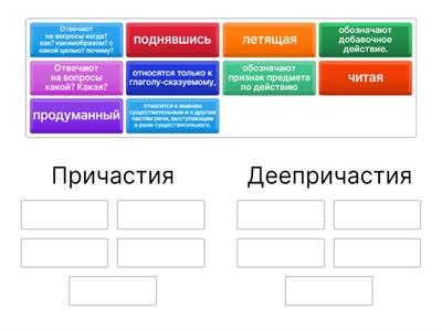 Линии сравнения Причастий и Деепричастий