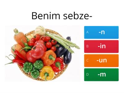 -ım, -im, -um, -üm  tamlanan ekleri sebzeler  