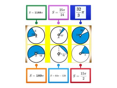 Знайди площу блакитної частини круга